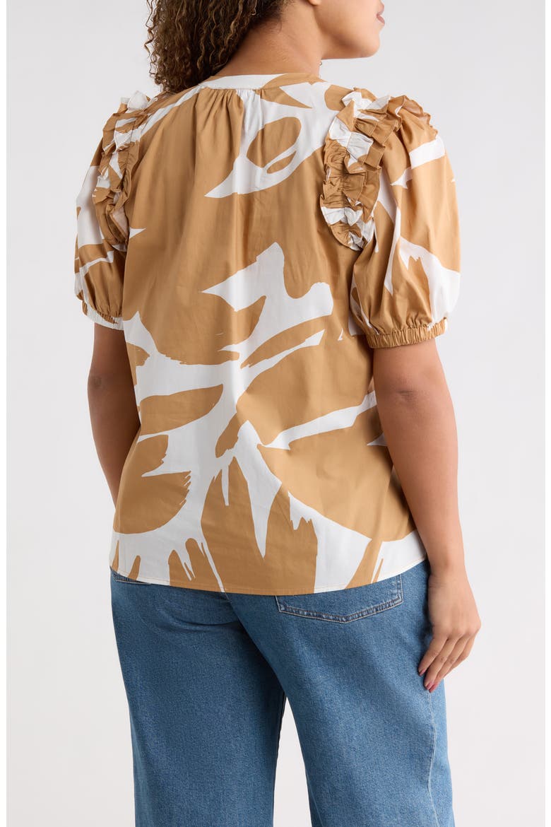 Hazel Abstract Noche Tie Neck Top, Alternate, color, CAMEL-MULTI
