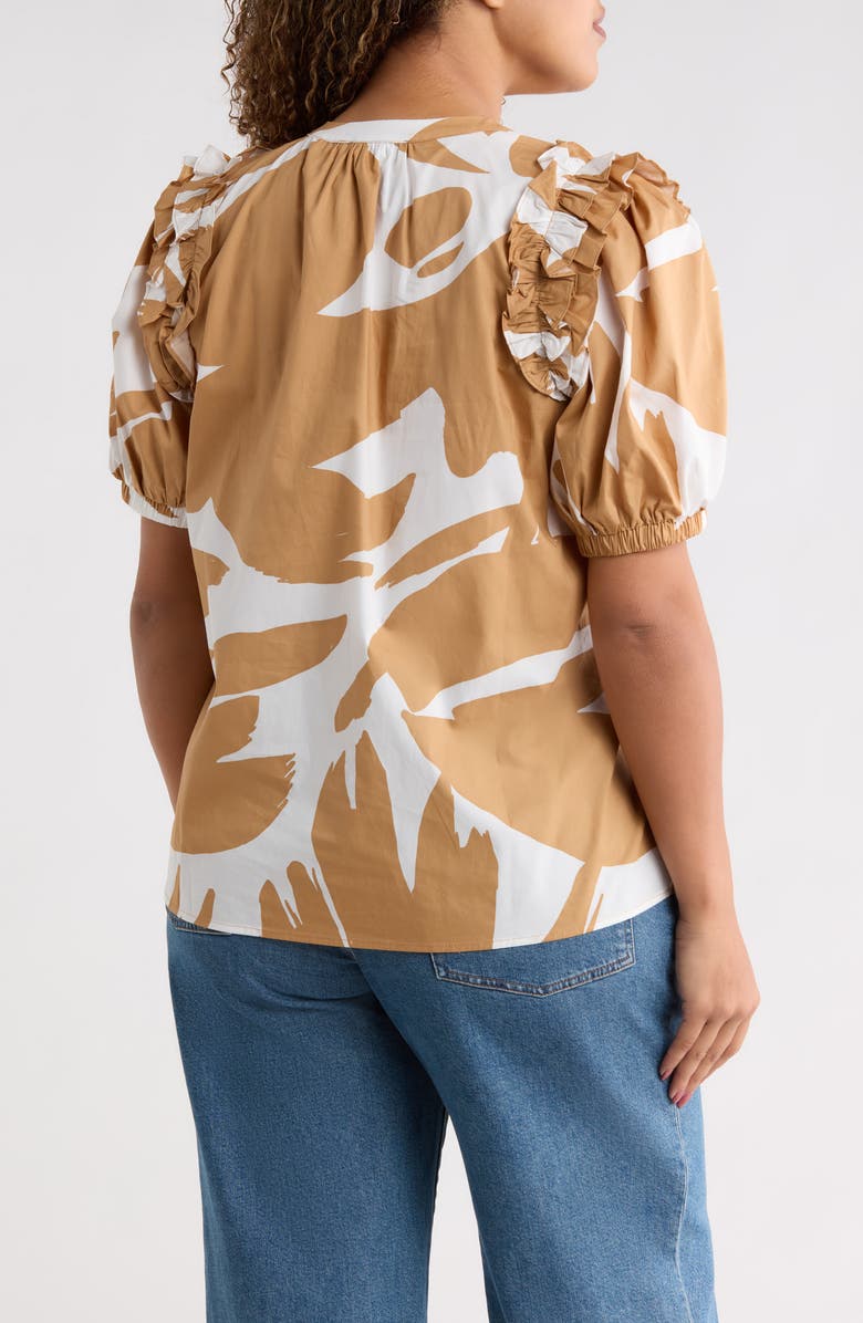 SUGARLIPS Hazel Abstract Noche Tie Neck Top, Alternate, color, Camel-Multi