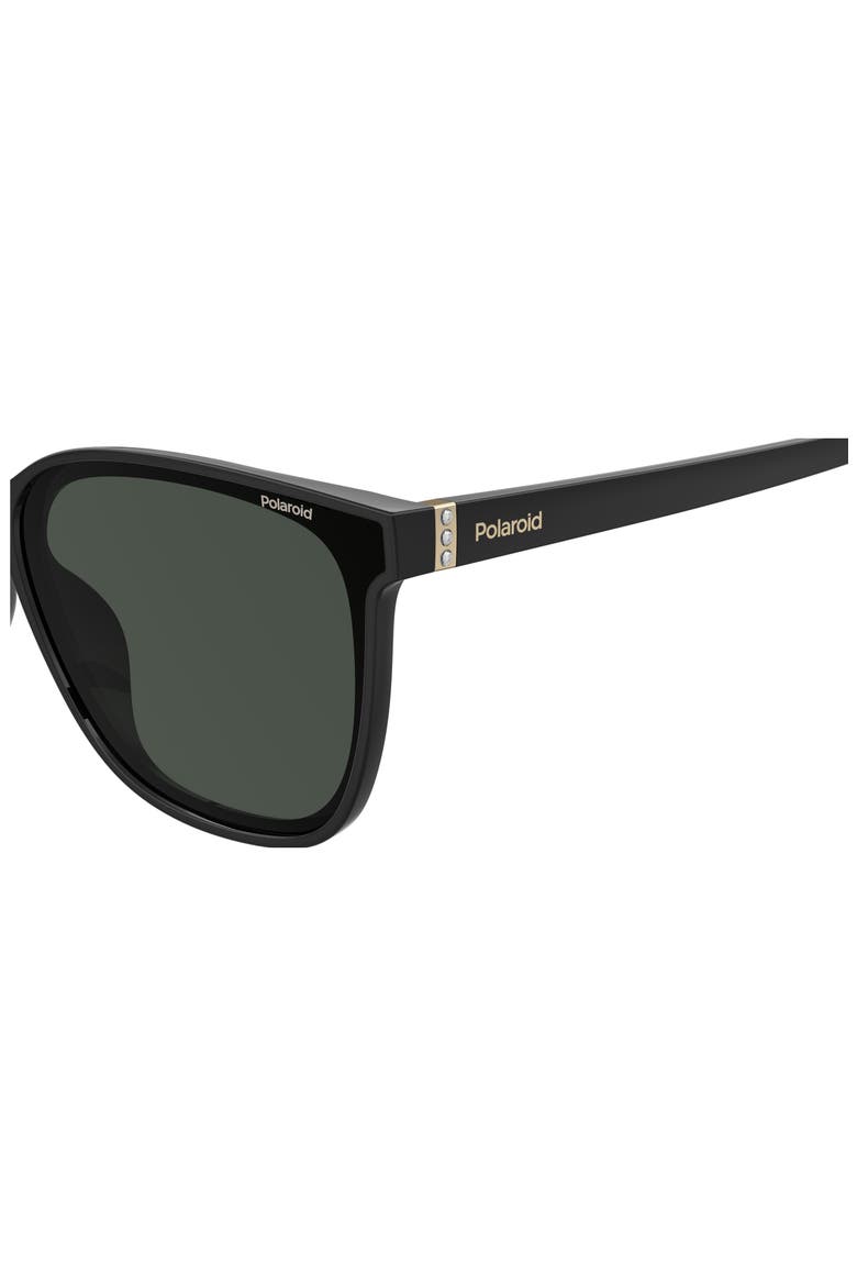 65mm Polarized Rectangular Sunglasses, Alternate, color, BLACK/ GREY POLARIZED
