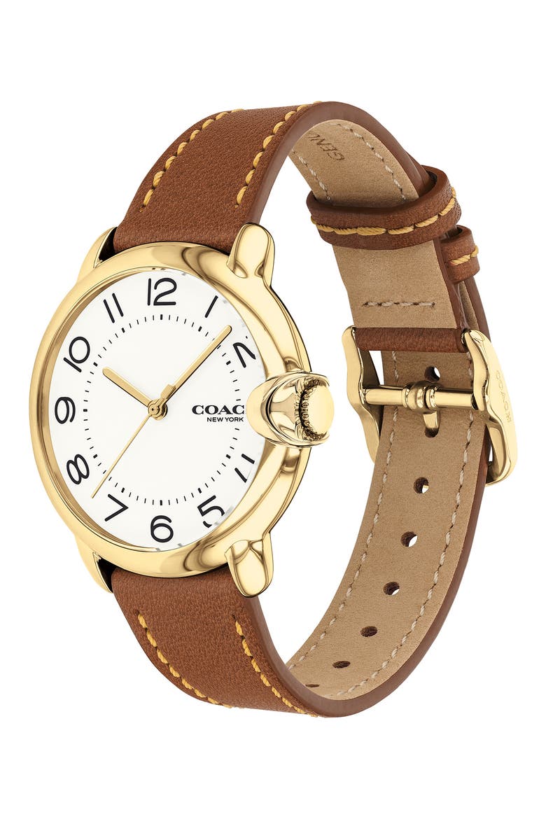 Arden Leather Strap Watch, 36mm, Alternate, color, WHITE