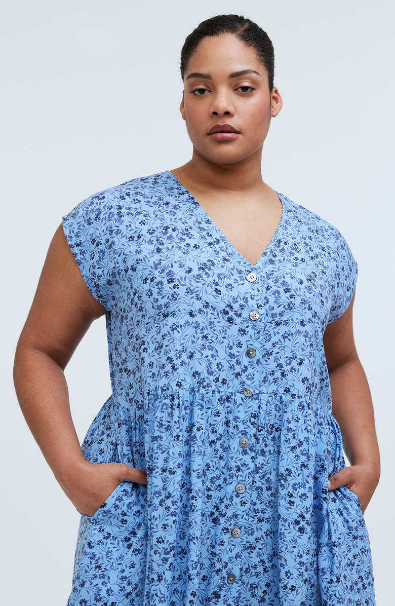Madewell Floral Button Front Midi Dress, Alternate, color,