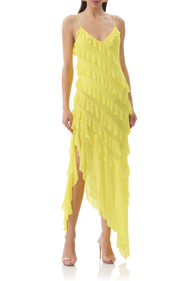Vienna Tiered Ruffle Mesh Dress, Main, color, SUMMER SUN