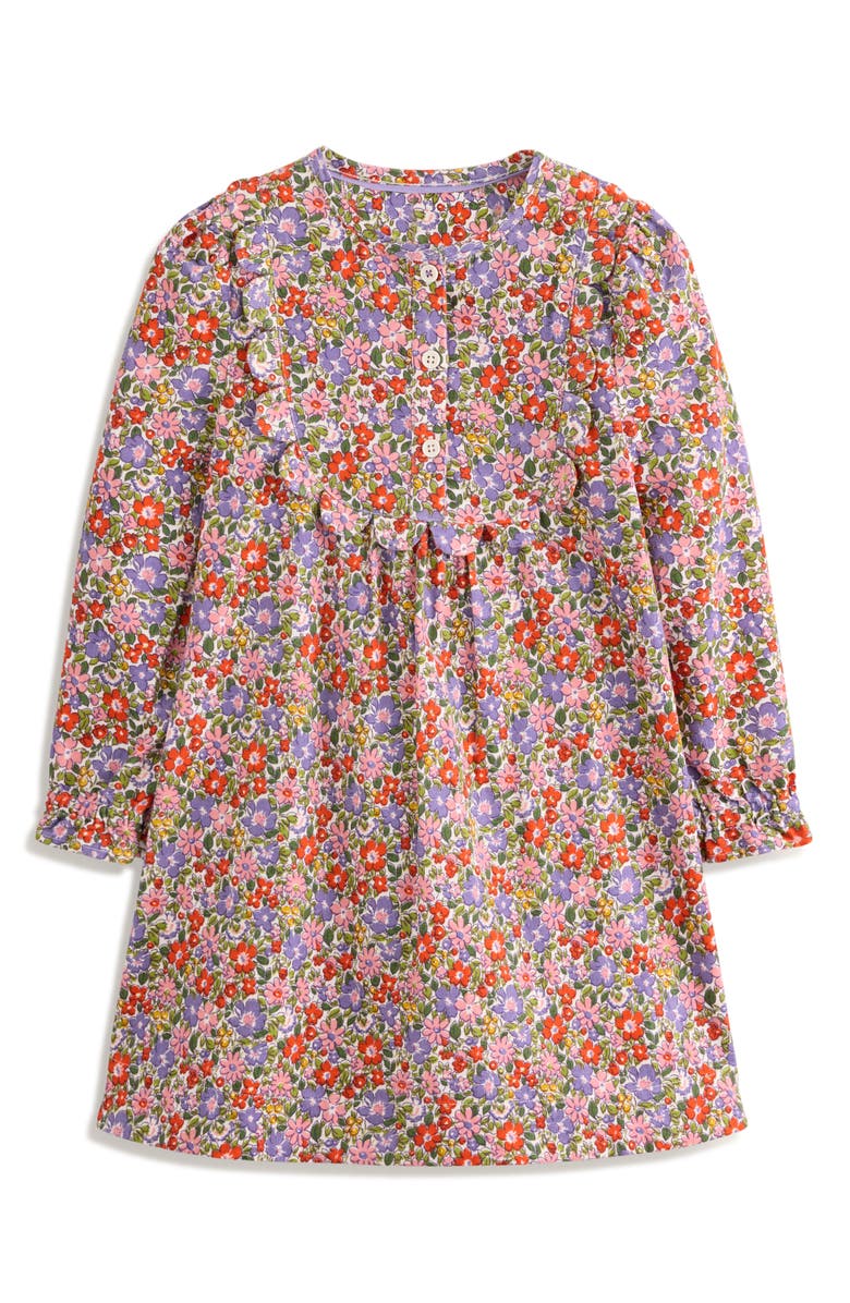 Mini Boden Kids' Norah Floral Long Sleeve Cotton Corduroy Dress, Main, color, 