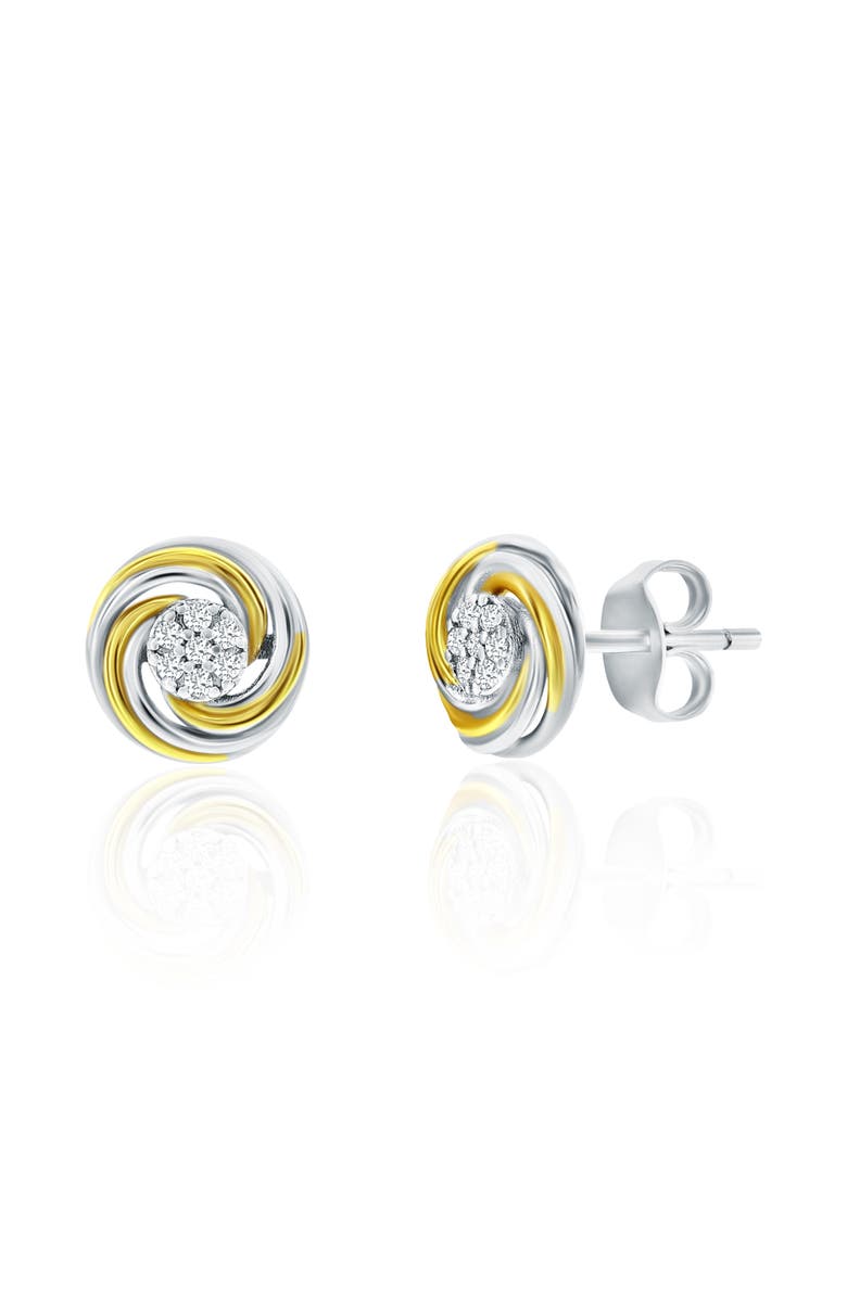 Donatello Gian Two Tone Crystal Swirl Earrings, Main, color, Silver