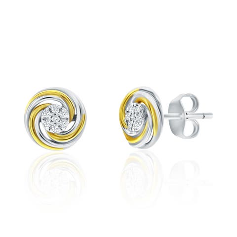 Two Tone Crystal Swirl Earrings