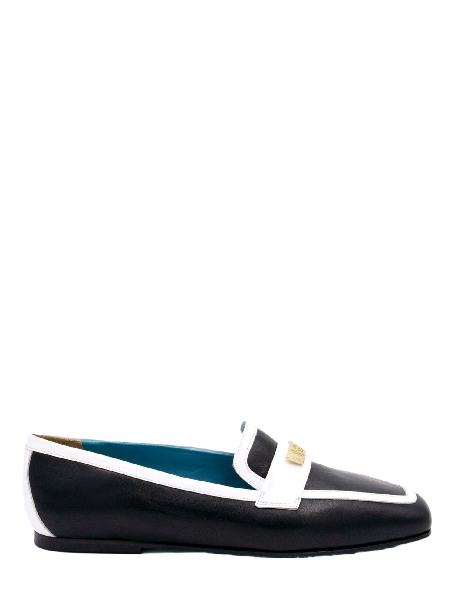 Valentina Rangoni Briseide Flat Loafer with Logo Bit, Alternate, color, Black/White