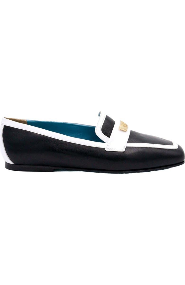 Valentina Rangoni Briseide Flat Loafer with Logo Bit, Alternate, color, Black/White