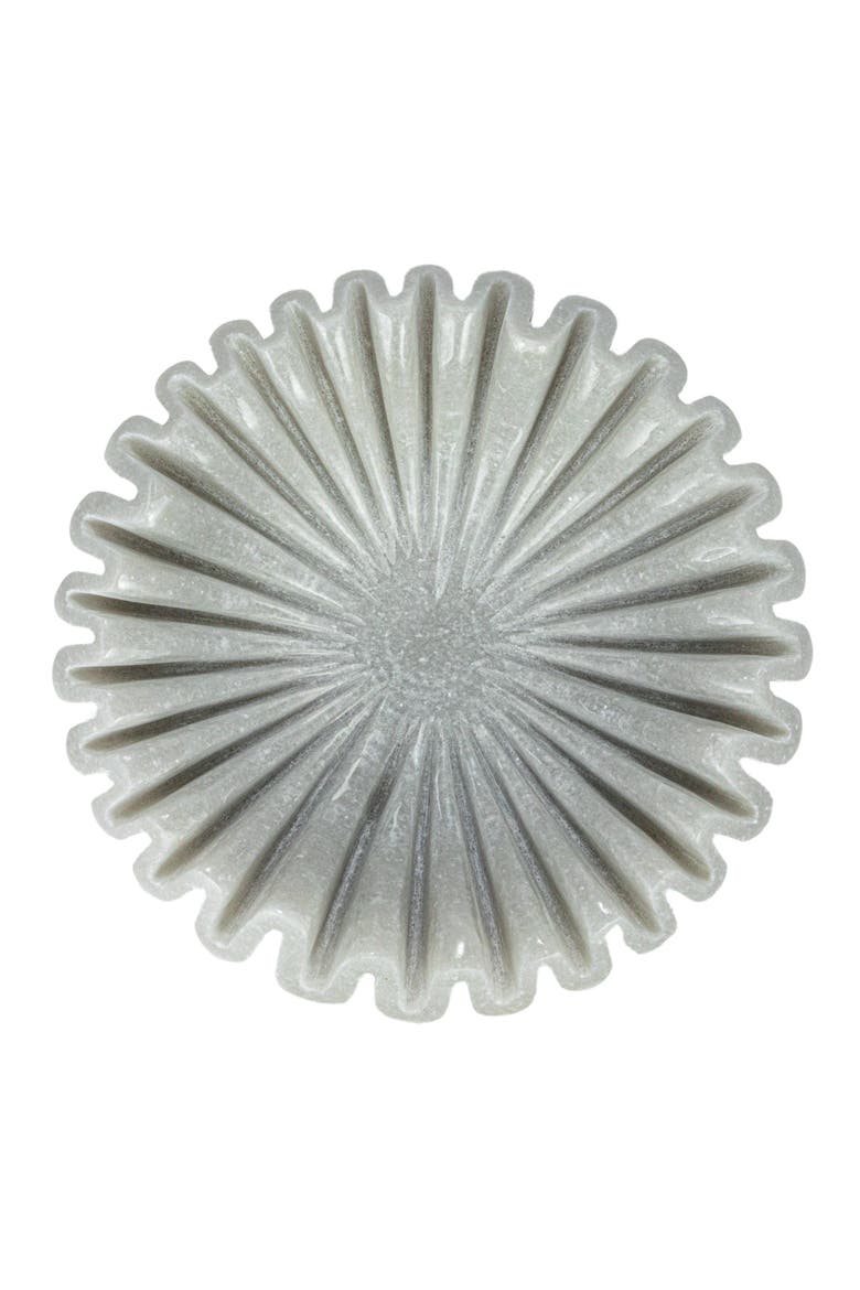 Round Marble Pleated Dish, White, Alternate, color, White