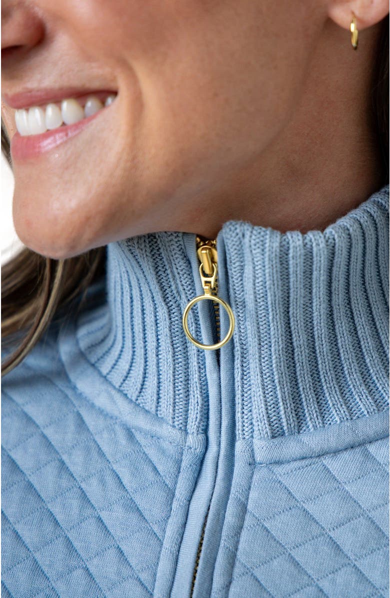 Hope & Henry Women's Quilted Half Zip Pullover, Alternate, color, Dusty Blue Quilted