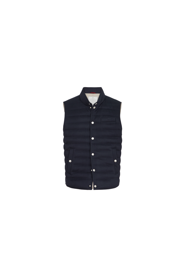 Lightweight cashmere flannel down vest, Alternate, color, Dark Grey