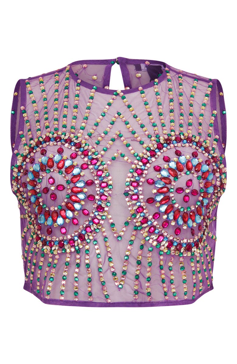 NASTY GAL Embellished Sheer Mesh Crop Tank, Alternate, color, 
