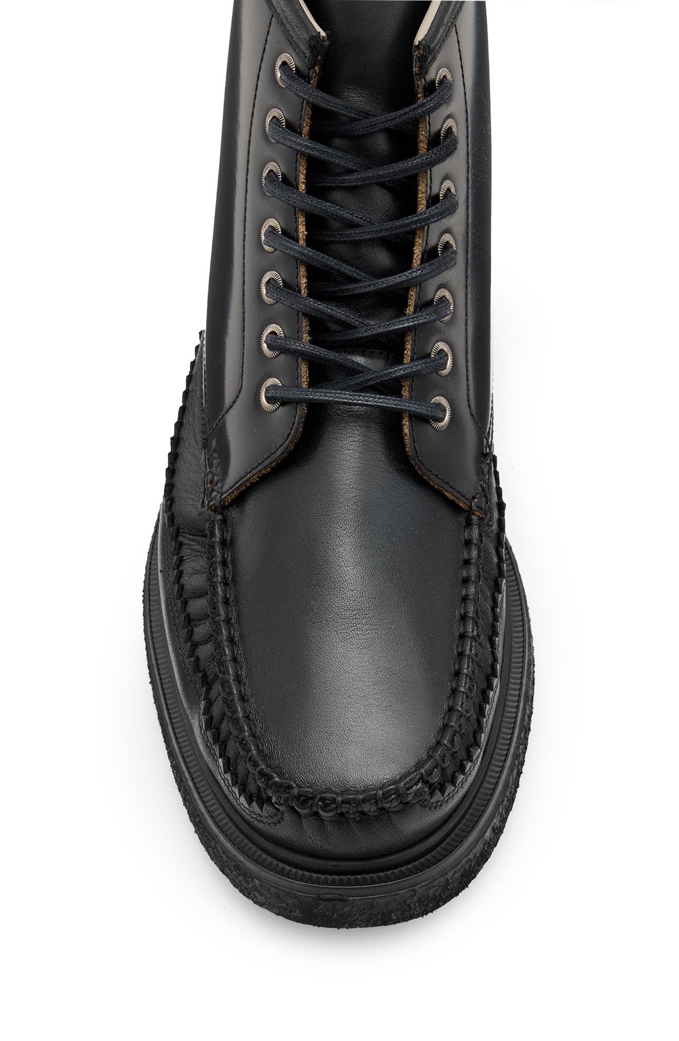 AllSaints Gibbs Moc Toe Boot, Alternate, color, Black
