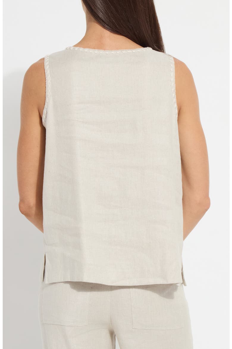 Gabriela Embroidered Detail Linen Blend Tank, Alternate, color, FLAX LINEN