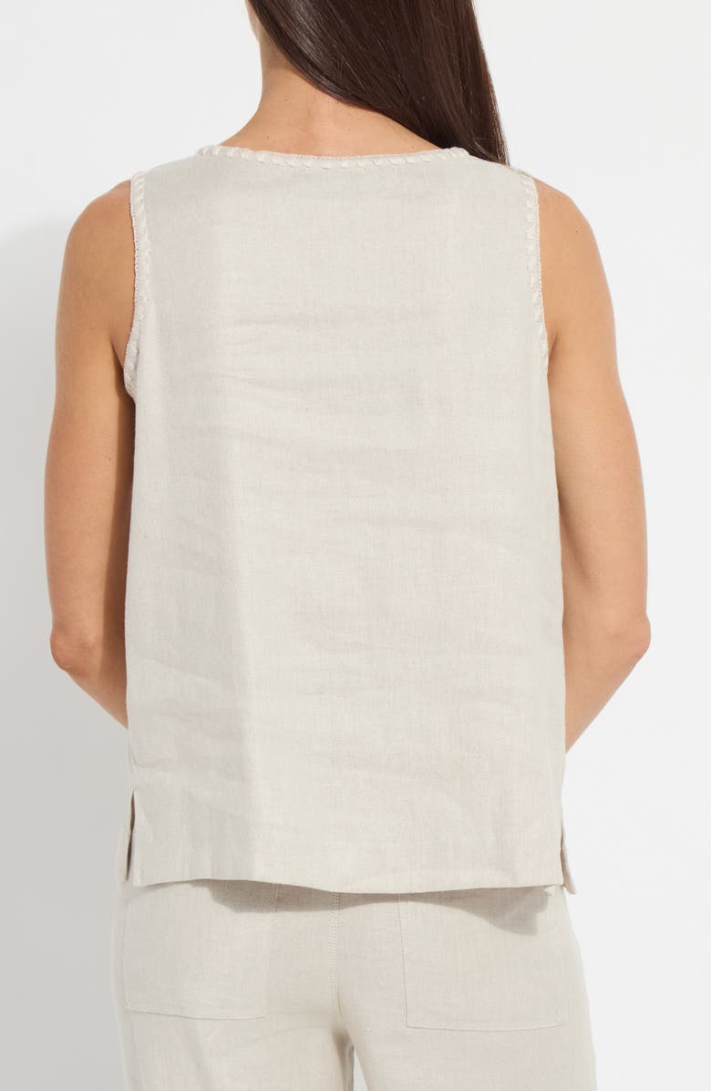 Lysse Gabriela Embroidered Detail Linen Blend Tank, Alternate, color, Flax Linen