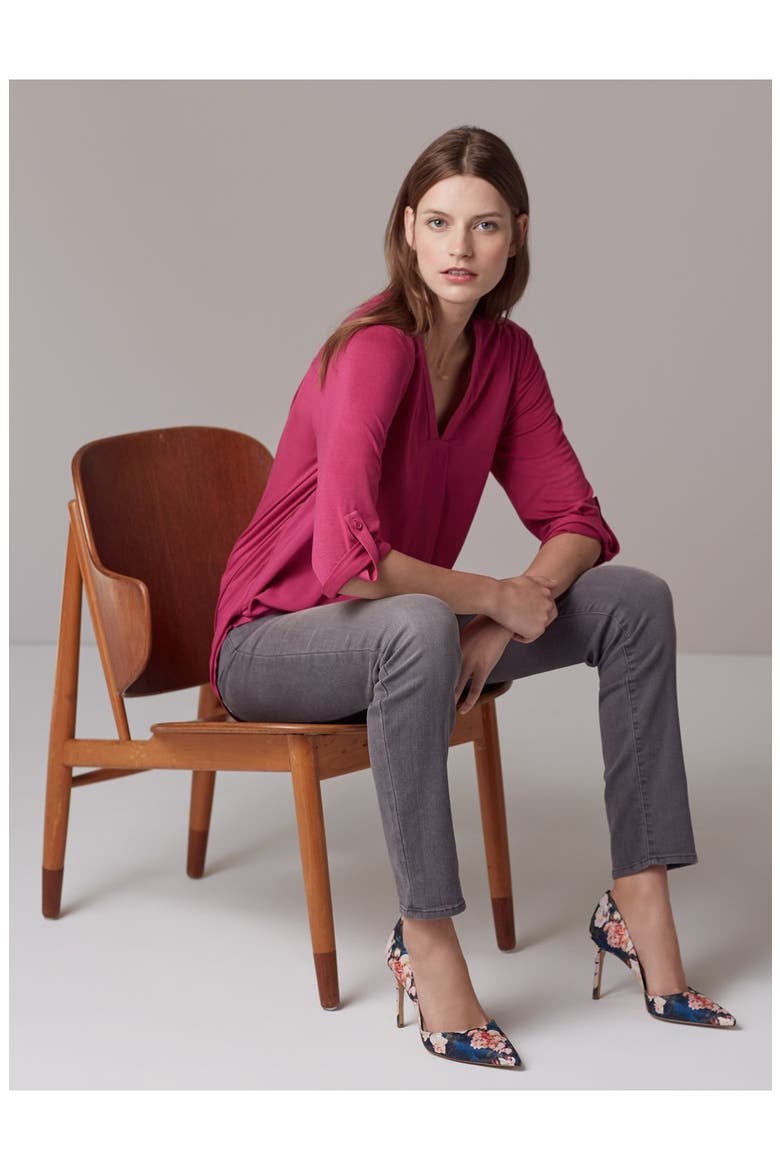 Mixed Media V-Neck Tunic (Nordstrom Exclusive), Main, color, GREY PAVEMENT