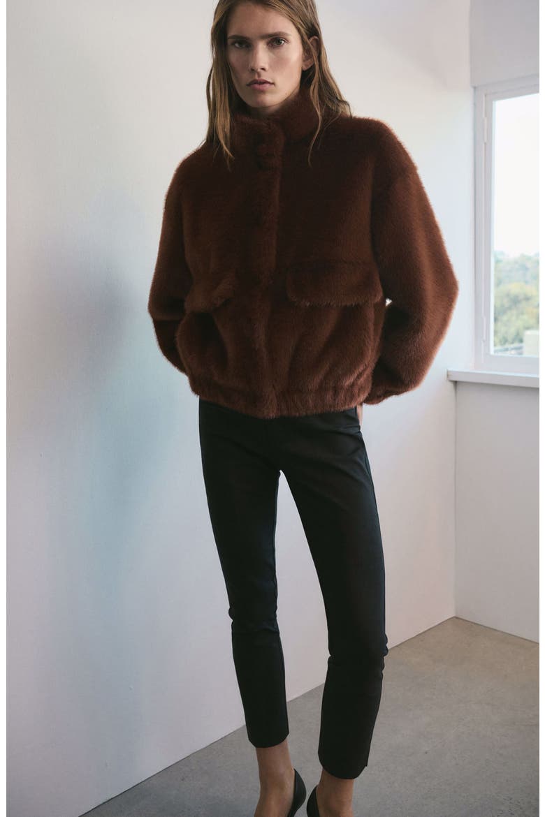Faux Fur Jacket, Alternate, color, BROWN