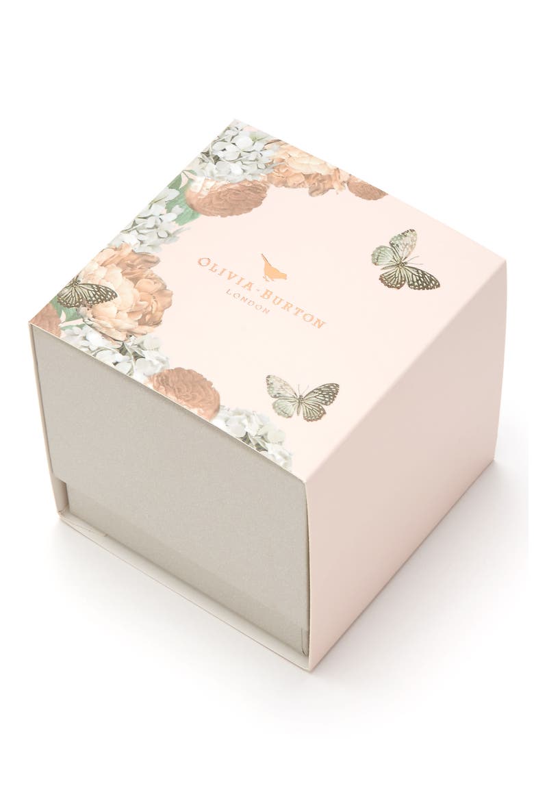 Enchanted Garden Leather Strap Watch, 38mm, Alternate, color, MINT/ FLORAL/ ROSE GOLD