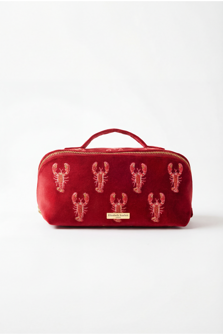 Lobster Open Flat Makeup Bag, Main, color, Red