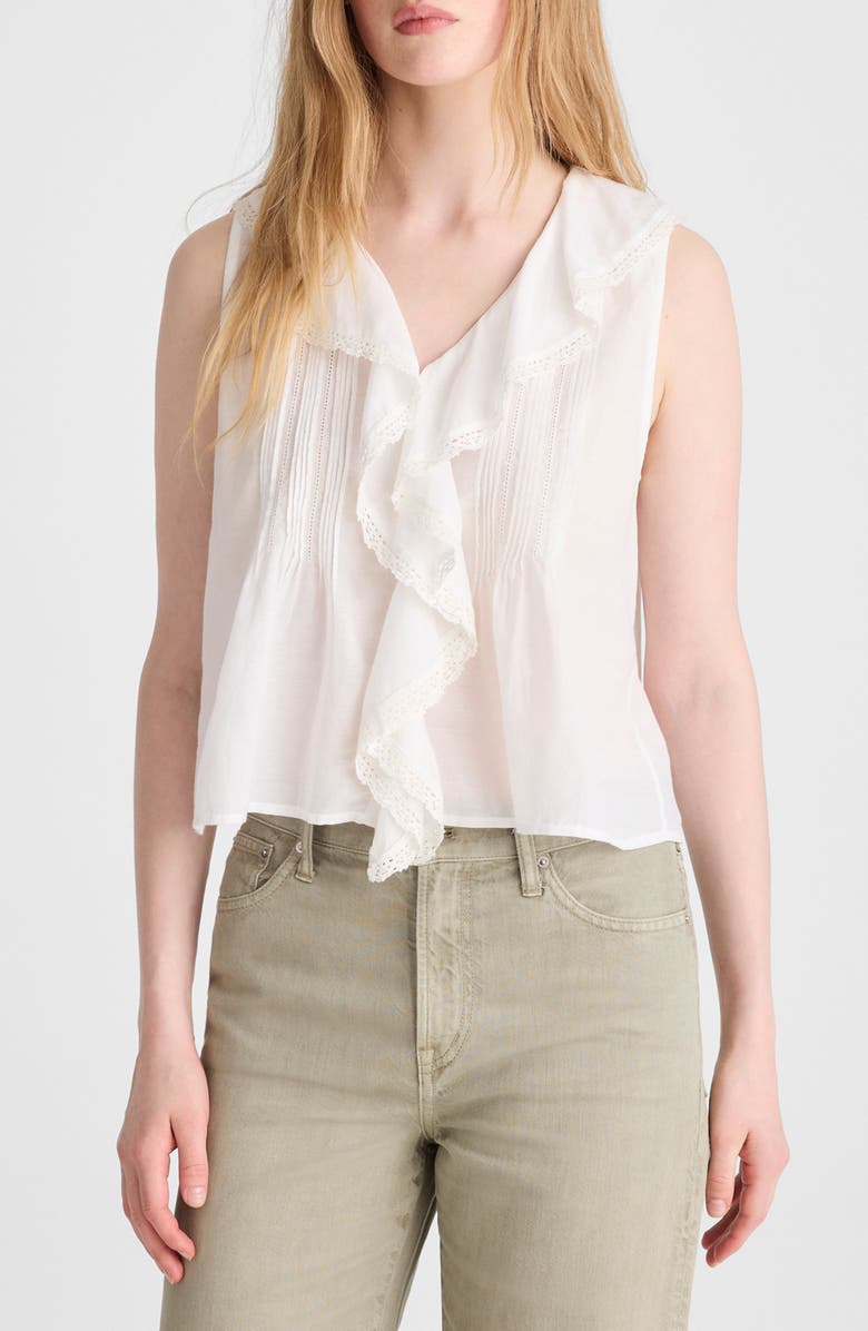 Madewell The Blaire Ruffle Sleeveless Top, Main, color, White