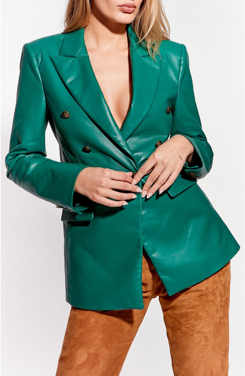 AS by DF Beck Recycled Leather Blazer, Alternate, color, Evergreen