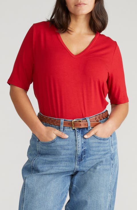 Lily Liquid Jersey V-Neck T-Shirt (Plus)