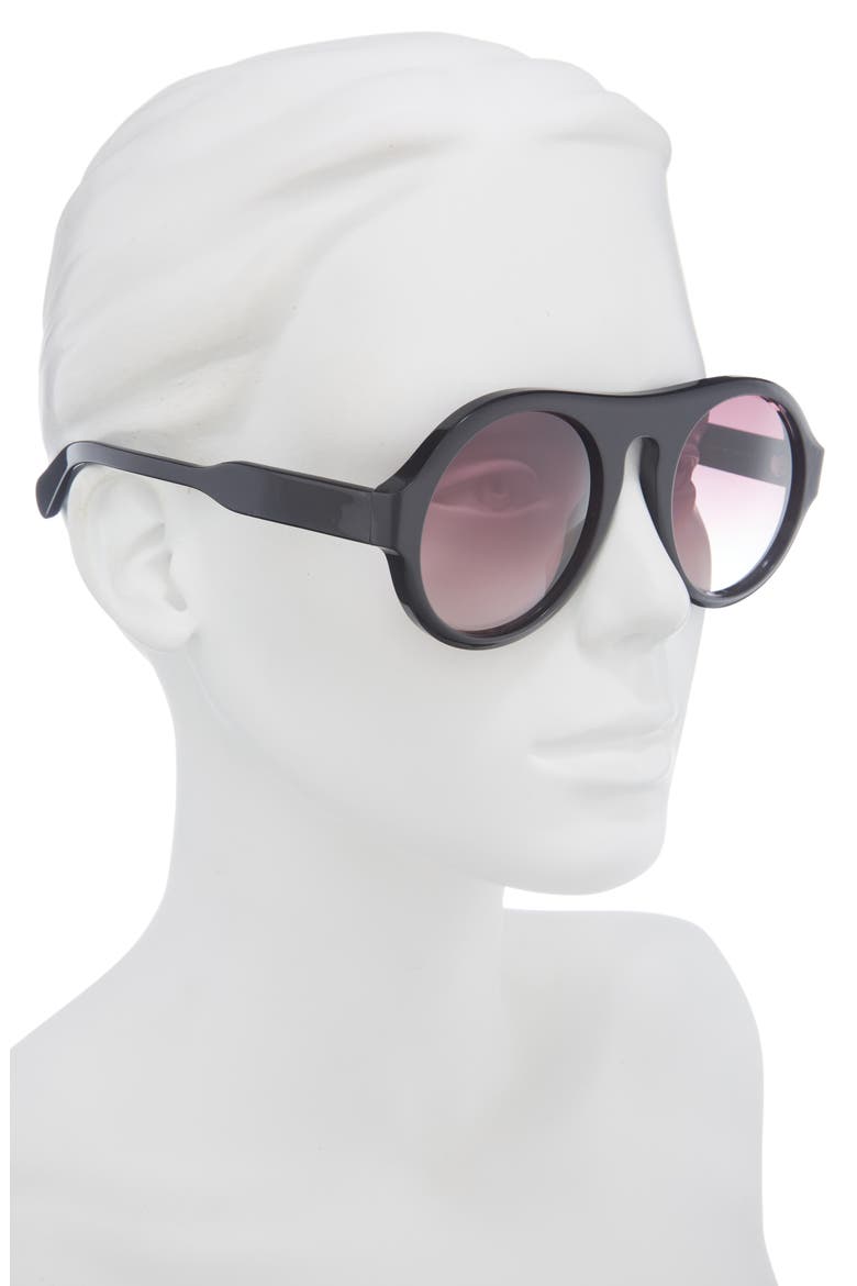 54mm Round Sunglasses, Alternate, color, BLACK BLACK RED