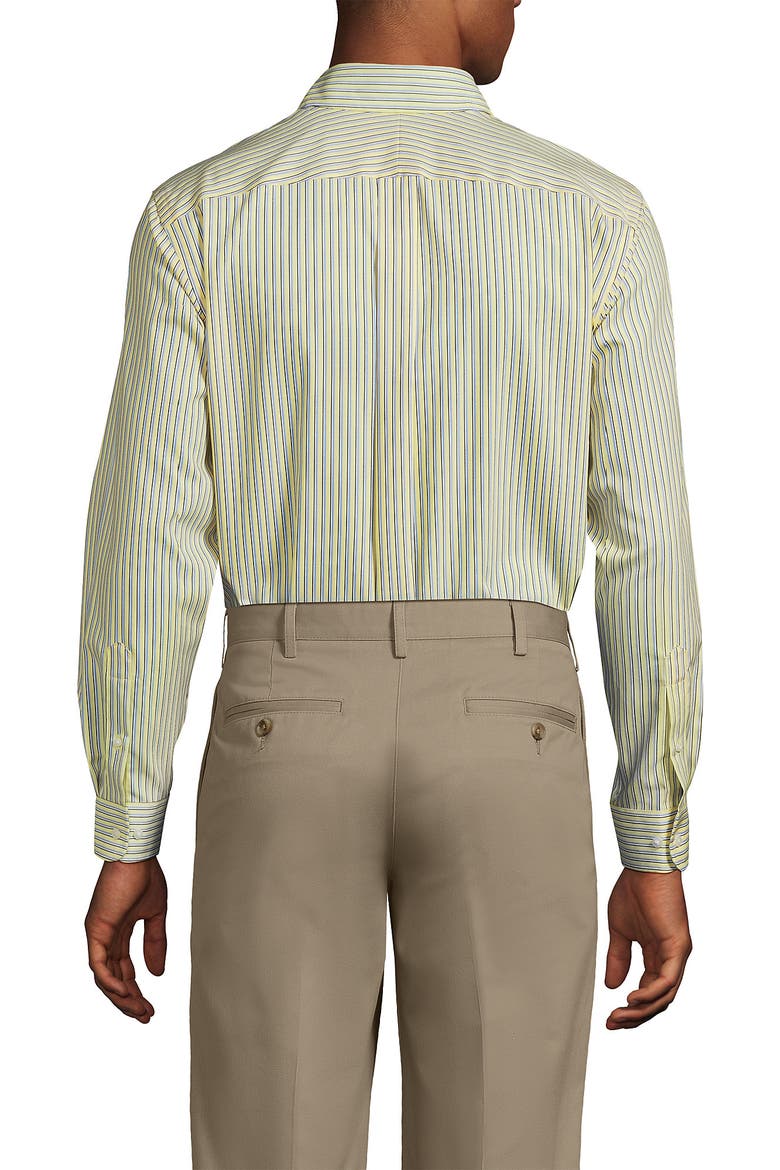 Traditional Fit Solid No Iron Supima Pinpoint Buttondown Collar Dress Shirt, Alternate, color, Sweet Butter/Blue Stripe