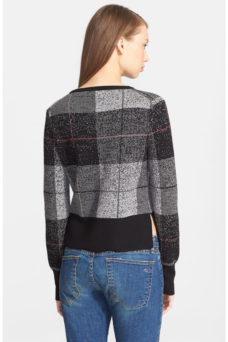 'Tegan' Plaid Crewneck Pullover, Alternate, color, BLACK PLAID