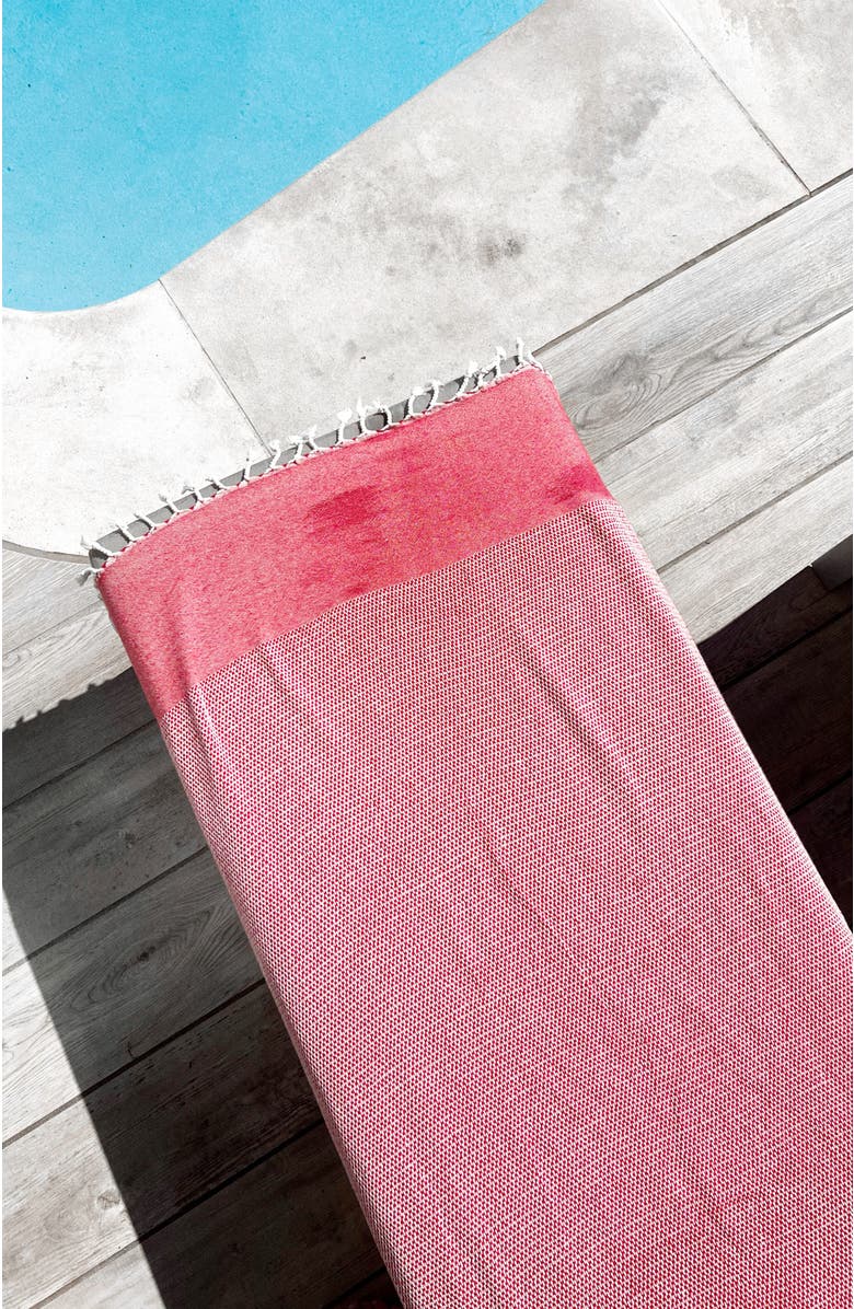 Sunkissed Sand Free Beach Towel - Traditional, Alternate, color, Montenegro Red