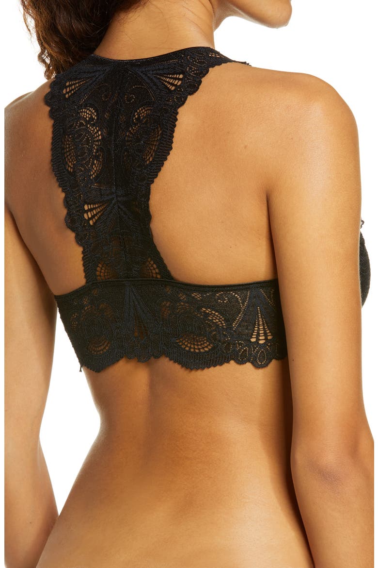 Belle Époque Lace T-Back Bralette, Alternate, color, BLACK