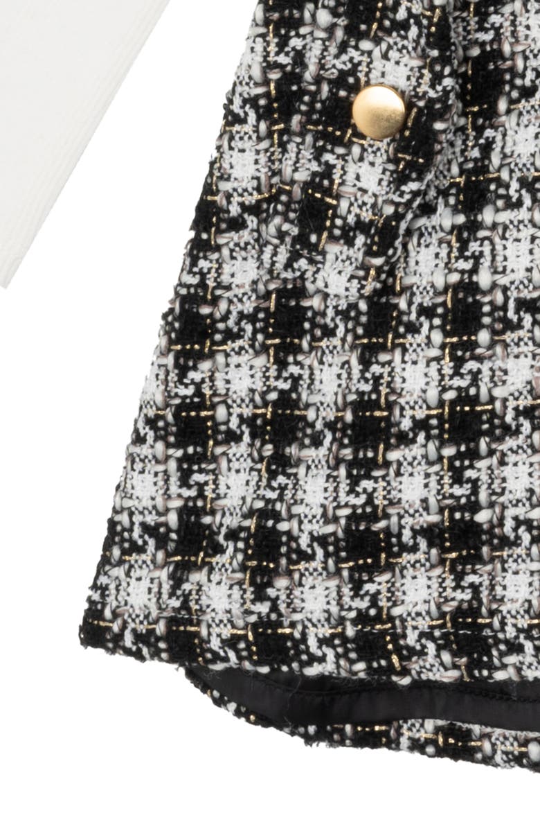 Rare Editions Tweed Dress, Ruffled Bodysuit & Headband Set, Alternate, color, Black