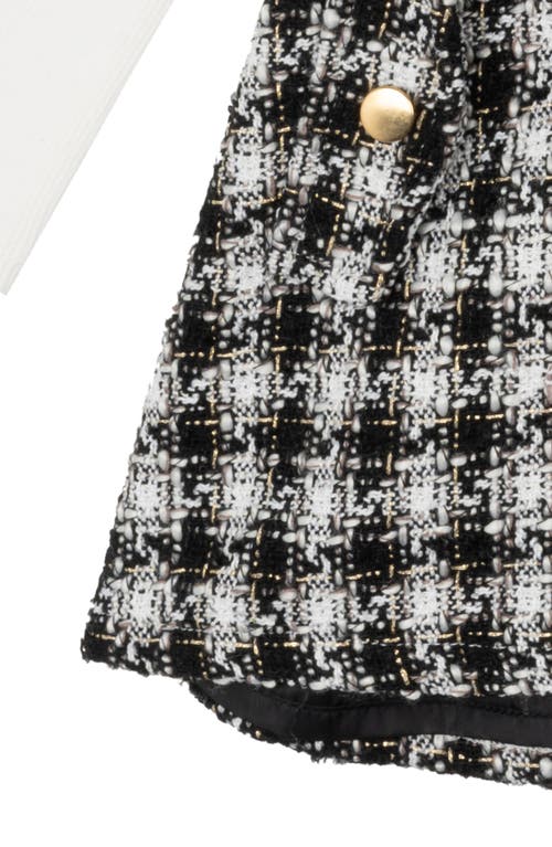 Rare Editions Tweed Dress, Ruffled Bodysuit & Headband Set In Black