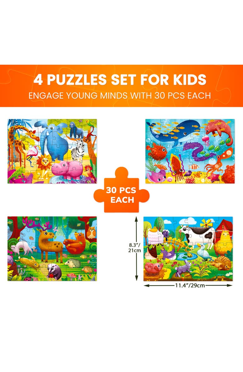 Quokka 30-Piece Puzzle Set for Kids, Alternate, color, Farm, Forest, Ocean, Africa