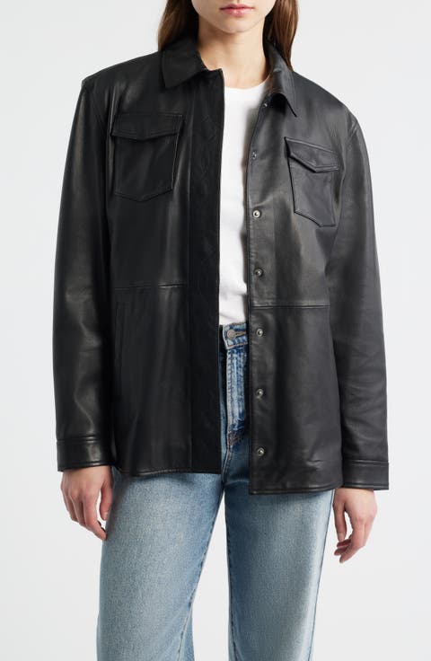 Leather Shirt Jacket