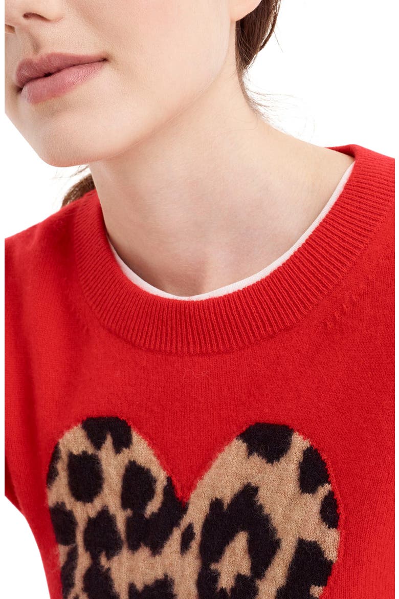 Leopard Heart Everyday Cashmere Sweater, Alternate, color, BRIGHT CERISE LEOPARD