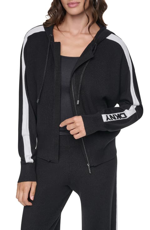 Logo Stripe Zip Hoodie
