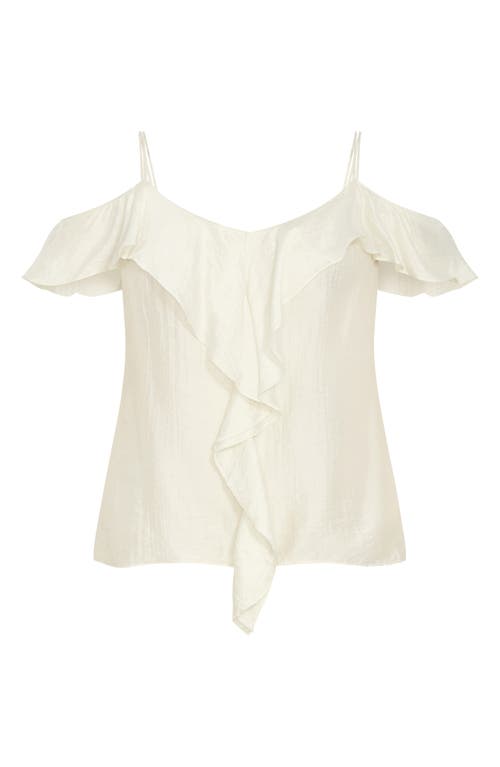 City Chic Aliya Cold Shoulder Satin Top In Butter