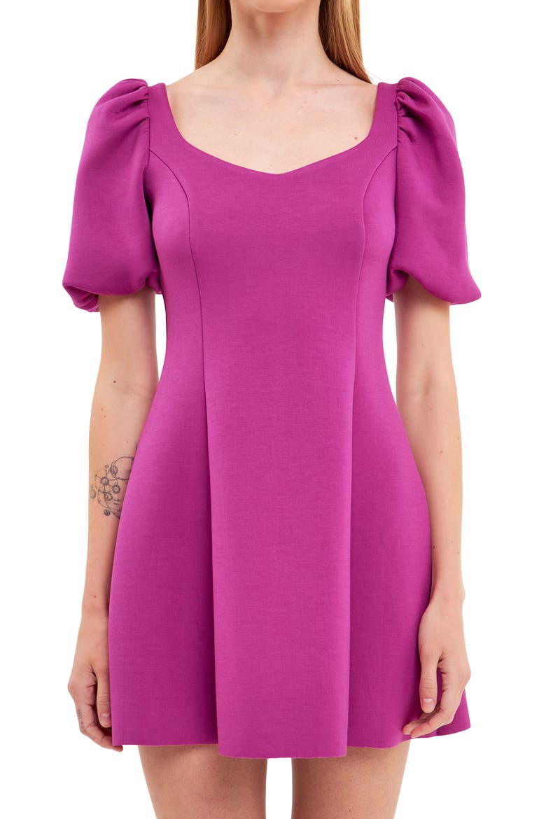 Puff Sleeve Minidress, Alternate, color, ORCHID