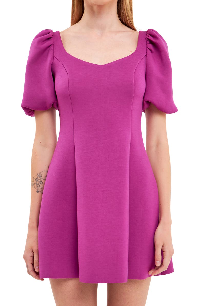 English Factory Puff Sleeve Minidress, Alternate, color, Orchid