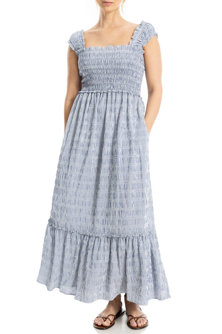 Tiered Printed Sundress, Main, color, NAVY/ WHITE