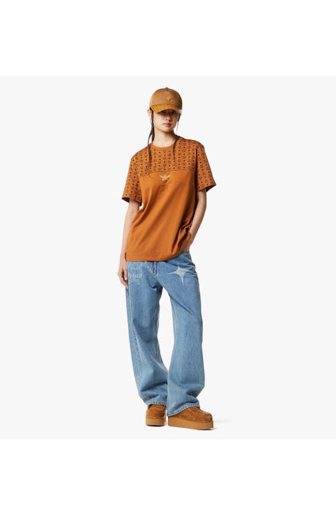 Monogram Print T-Shirt in Organic Cotton