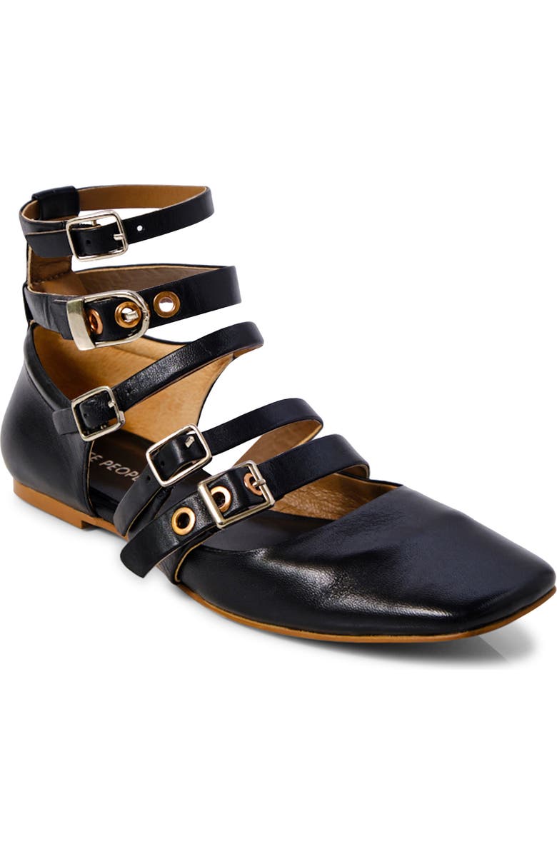 Free People Hart Ankle Strap Flat, Main, color, Black