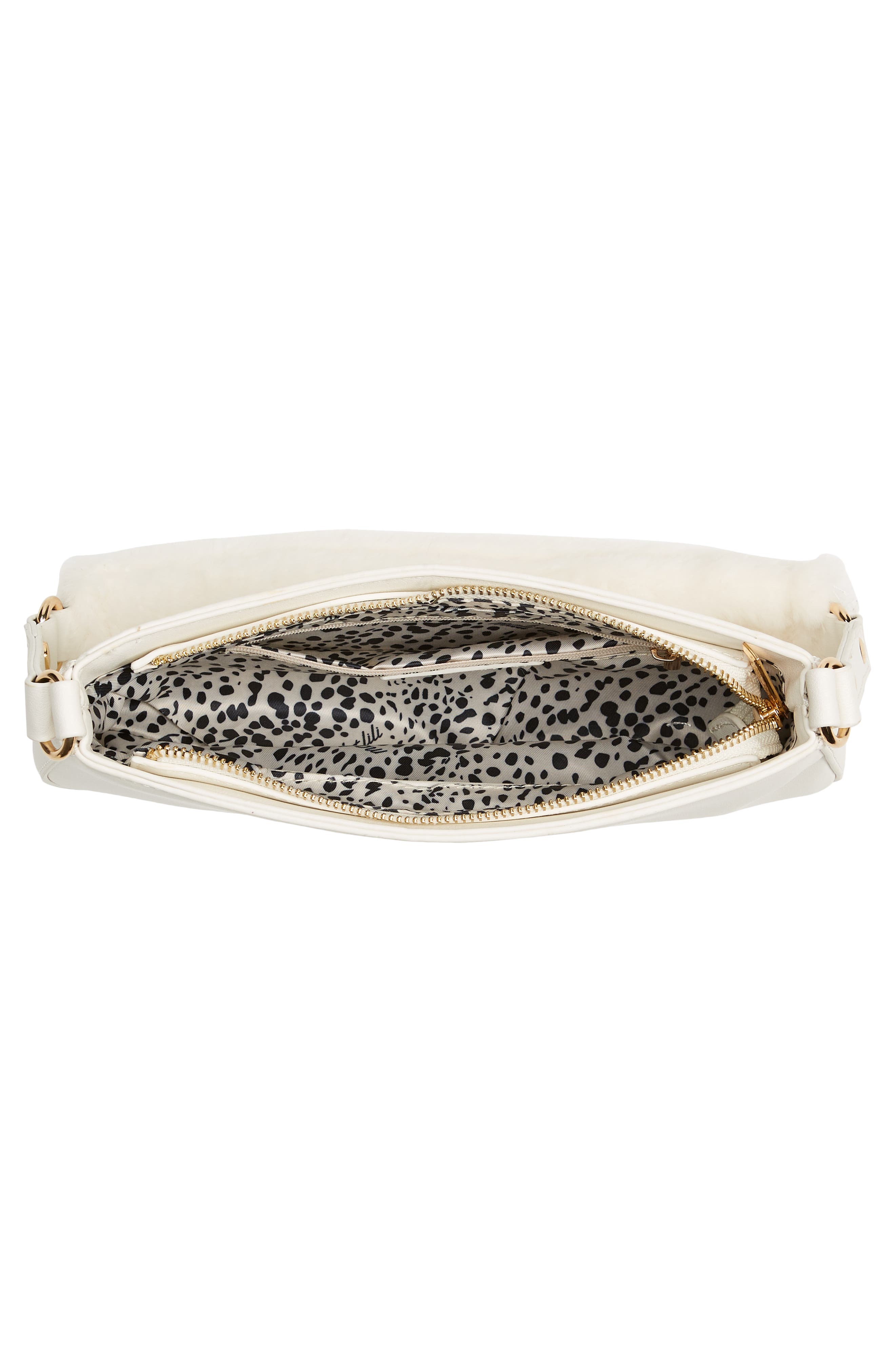 Scarlett Faux Fur Strap Baguette Bag, Alternate, color, WHITE