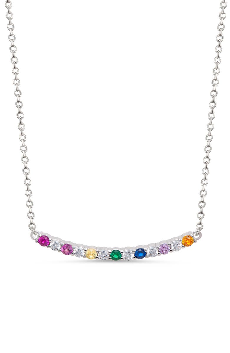 Lily Nily Kids' Cubic Zirconia Bar Pendant Necklace, Main, color, Pink Multi