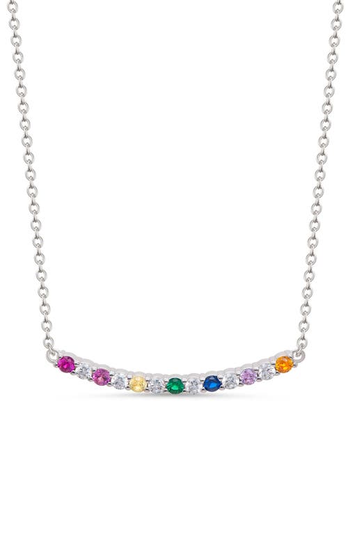Lily Nily Kids' Cubic Zirconia Bar Pendant Necklace In Pink Multi