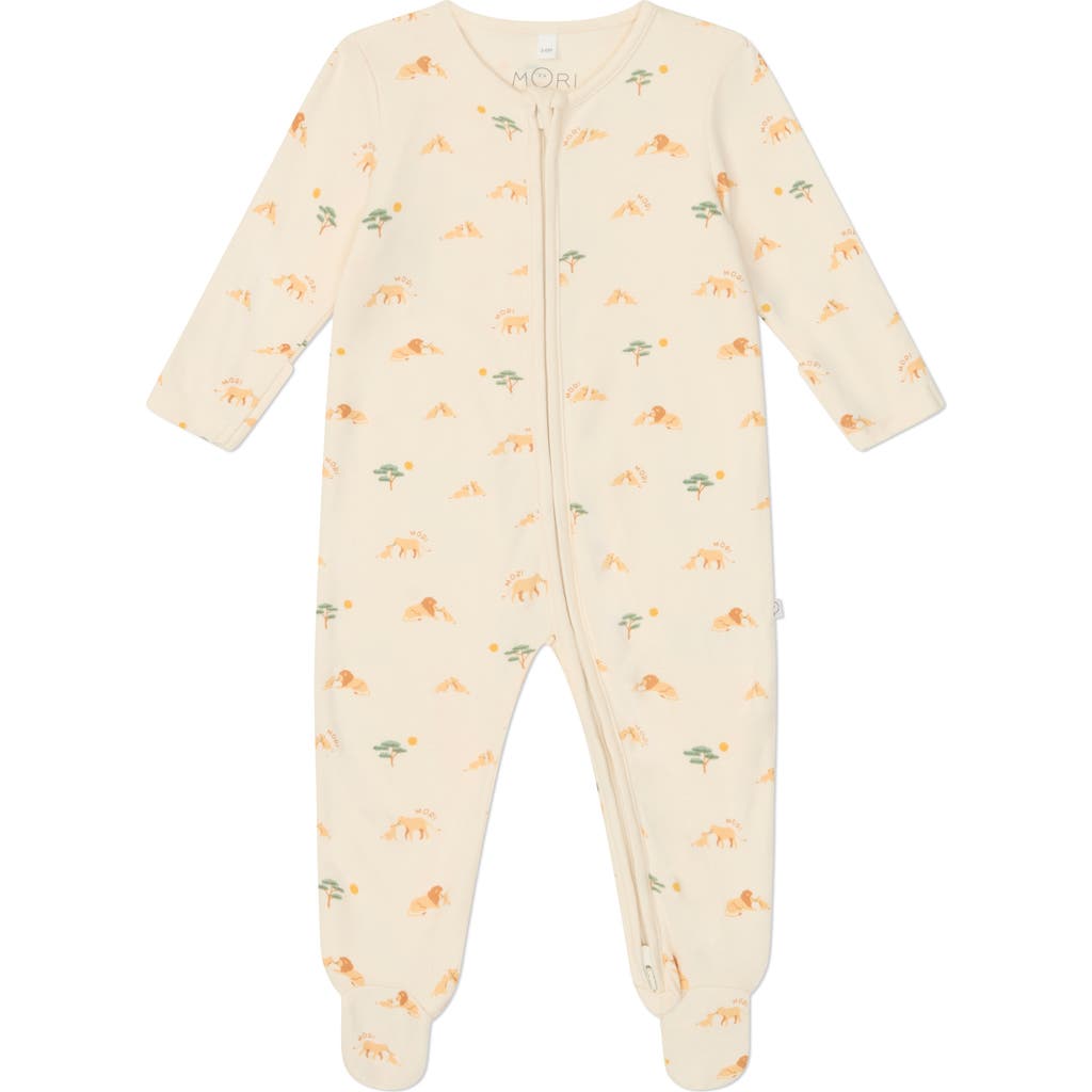 MORI MORI AUTUMN PRINT FITTED ONE-PIECE PAJAMAS