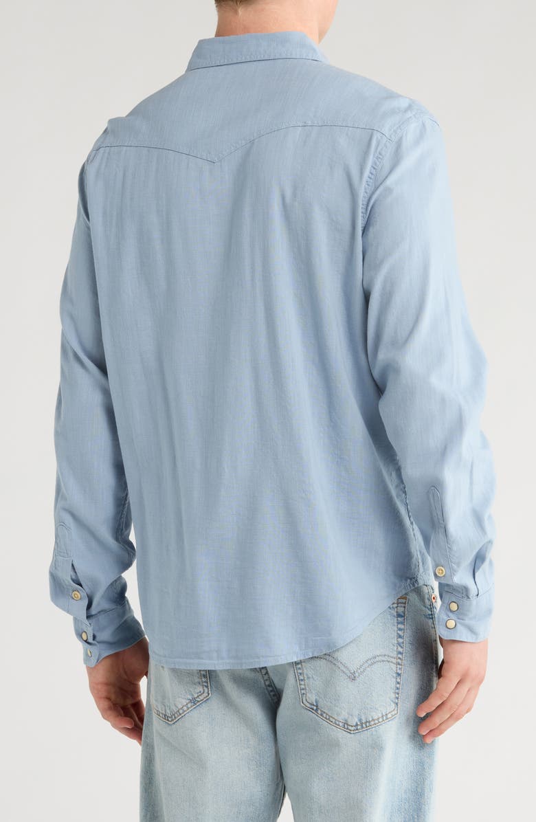 Lucky Brand Santa Fe Solid Western Button-Up Shirt, Alternate, color, Forever Blue