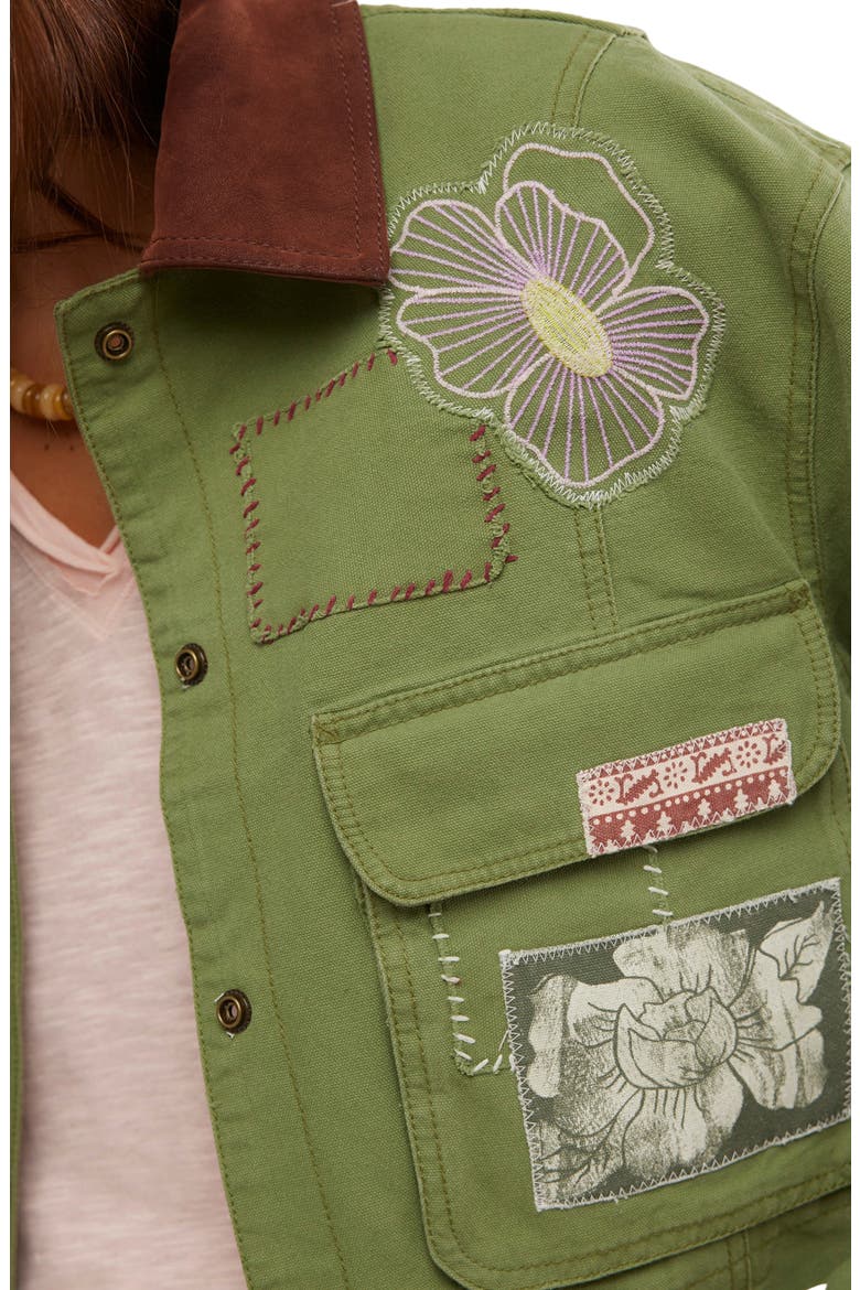 Martha Workwear Appliquè Crop Jacket, Alternate, color, CALLISTO GREEN