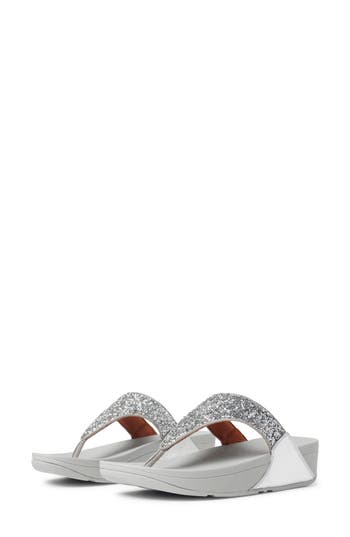 Fitflop Lulu Bead Embellished Wedge Sandal In Silver