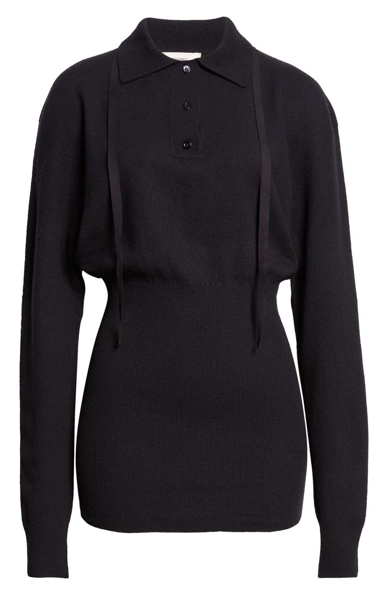 renaissance renaissance Isa Merino Wool Polo Sweater, Alternate, color, Black